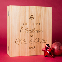 Personalised 3 Bottle Luxury Wooden Wine Box - Mr & Mrs First Christmas