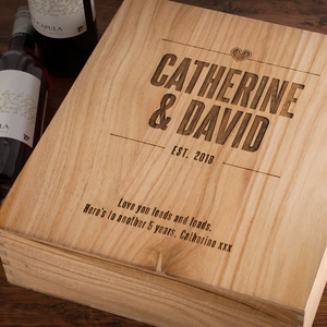 Personalised 3 Bottle Wooden Wine Box - Established