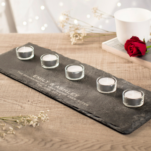 Personalised 5 Piece Slate Tealight Set