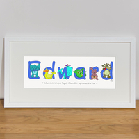 Personalised Animal Name Frame - For Boys