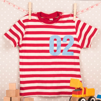 Personalised Baby Striped T-Shirt - Name & Number