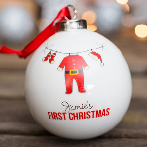 Personalised Bauble - Baby Santa Suit