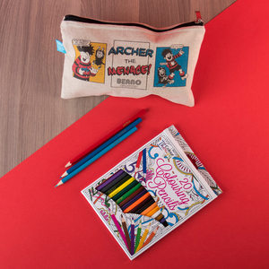Personalised Beano Classic Canvas Pencil Case & Pencils - Water Pistol