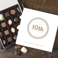 Personalised Belgian Chocolates - 10th Anniversary