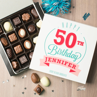 Personalised Belgian Chocolates - Happy 50th Birthday
