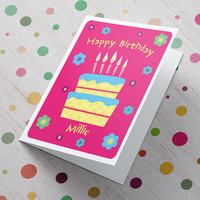 Personalised Birthday Card - Colourful Cake