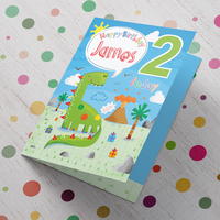 Personalised Birthday Card - Dinosaur Volcano