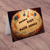 Personalised Birthday Card - Happy 21st Birthday Cake