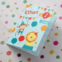 Personalised Birthday Card - Monkey & Lion