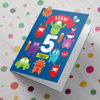 Personalised Birthday Card - Monsters,  Any Age