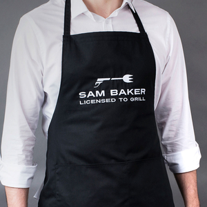 Personalised Black Apron - Licensed To Grill
