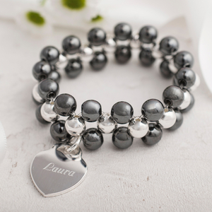 Personalised Black Beaded Bracelet