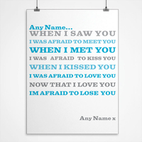 Personalised Blue Love Poem Print