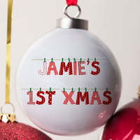 Personalised Bone China Bauble - 1st Christmas Letters