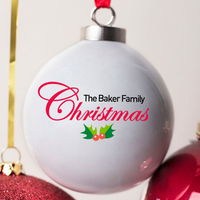 Personalised Bone China Bauble - A Family Christmas