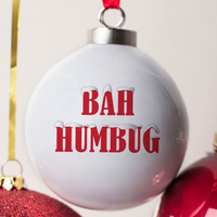Personalised Bone China Bauble - Bah Humbug