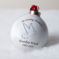 Personalised Bone China Bauble - Blue Loving Memory Dove