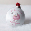 Personalised Bone China Bauble - First Christmas Pram Pink