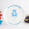 Personalised Bone China Plate - Christening Blue Teddy