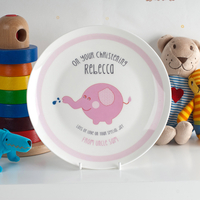 Personalised Bone China Plate - Christening Pink Elephant