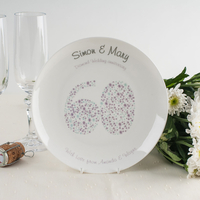 Personalised Bone China Plate - Diamond Anniversary Flowers