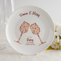 Personalised Bone China Plate - Ruby Anniversary Champagne