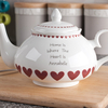 Personalised Bone China Teapot - Red Heart Design