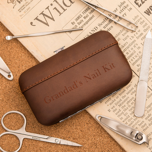 Personalised Brown Leather Manicure Set - Any Message