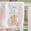 Personalised Button Corner Christening Blanket