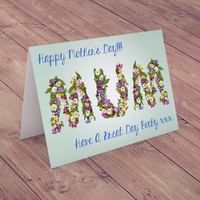 Personalised Card - Mum Flowers,  Any Message