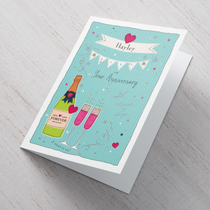 Personalised Card - Your Anniversary Champagne