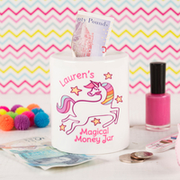 Personalised Ceramic Money Box - Unicorn