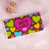 Personalised Chocolate Bar - Coloured Hearts