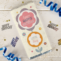 Personalised Chocolate Bar - Happy Birthday Flowers
