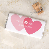 Personalised Chocolate Bar - Wedding Pink Hearts