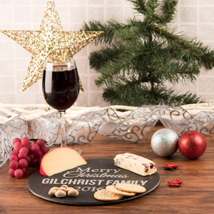 Personalised Circular Slate Cheese Board - Christmas Family