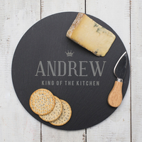 Personalised Circular Slate Cheeseboard - King Of The Kitchen