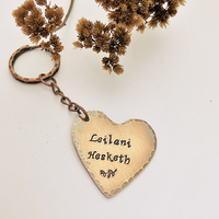 Personalised Copper Heart Key Ring - Any Message