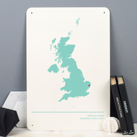 Personalised Couple Map Metal Sign