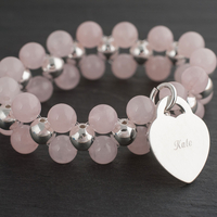 Personalised Double Rose Quartz Bracelet