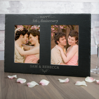 Personalised Double Slate Photo Frame - Happy 5th Anniversary