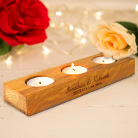 Personalised Double Wooden Tealight Holder