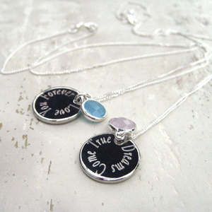 Personalised Edge Birthstone Necklace - Message