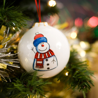 Personalised Fine China Bauble - Snowman
