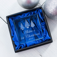 Personalised Glass Token - Christmas Trees