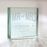 Personalised Glass Token - Mr And Mrs