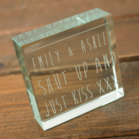Personalised Glass Token - Shut Up And Kiss
