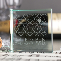 Personalised Glass Token - Wedding Hearts