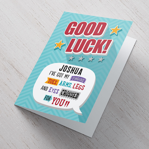 Personalised Good Luck Card - Everything Crossed For You