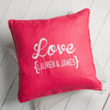 Personalised Grey & Red Heart Cushion - Love In Brackets